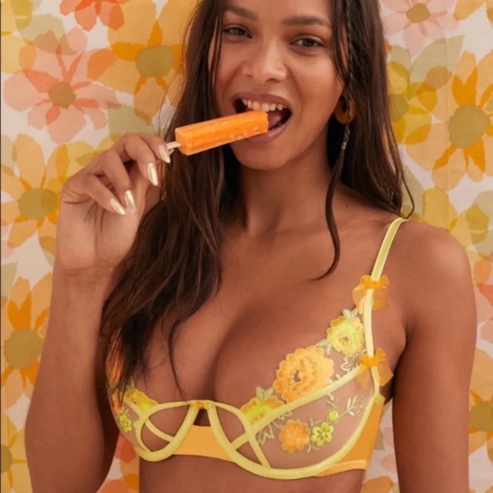 New! For Love and Lemons neon rose bra 24568